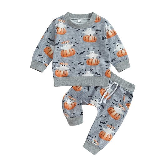Pumpkin Print Sweatshirt + Joggers