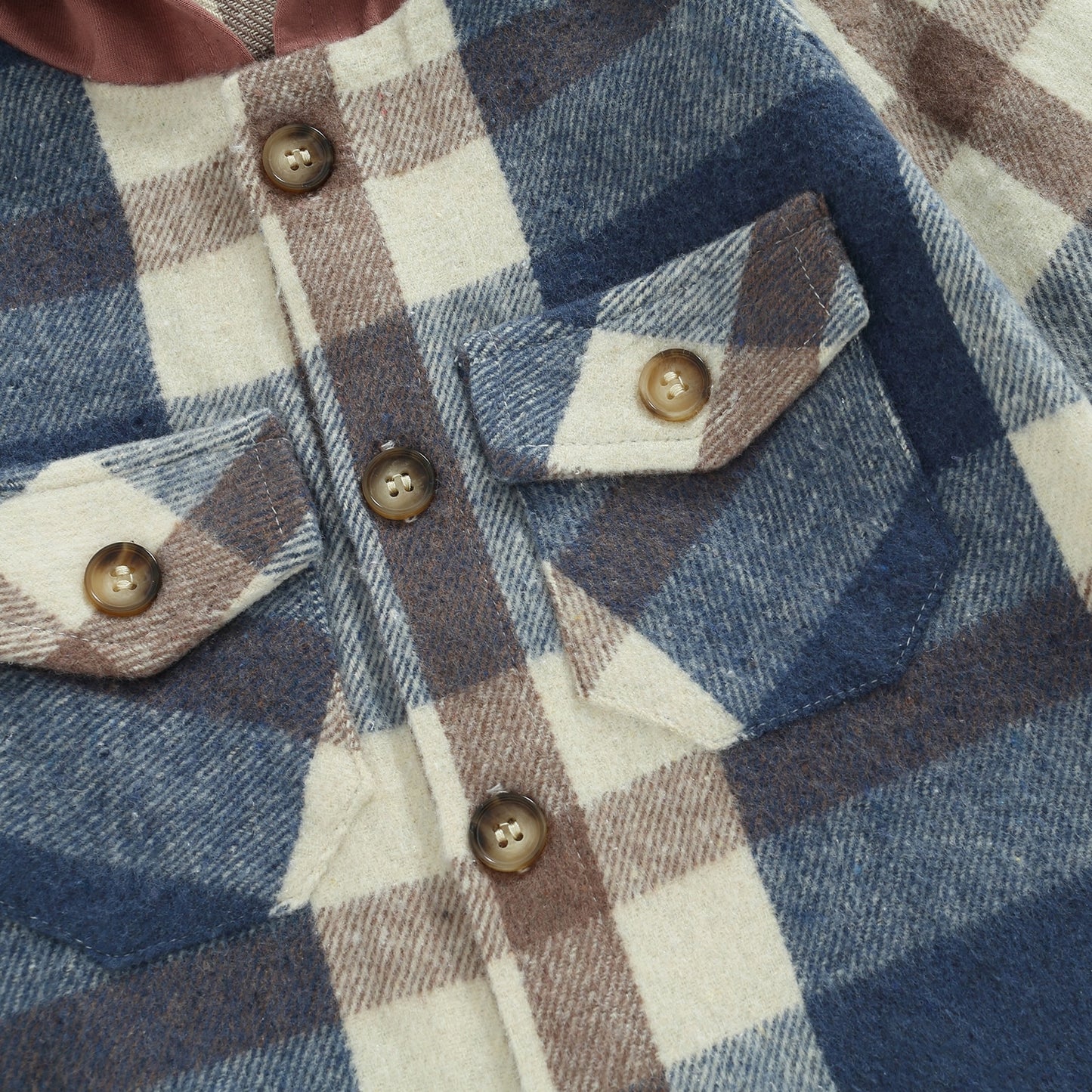 Plaid Hooded Button-Down Jackets
