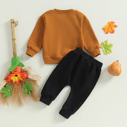 Pumpkin Print Sweatshirt + Joggers