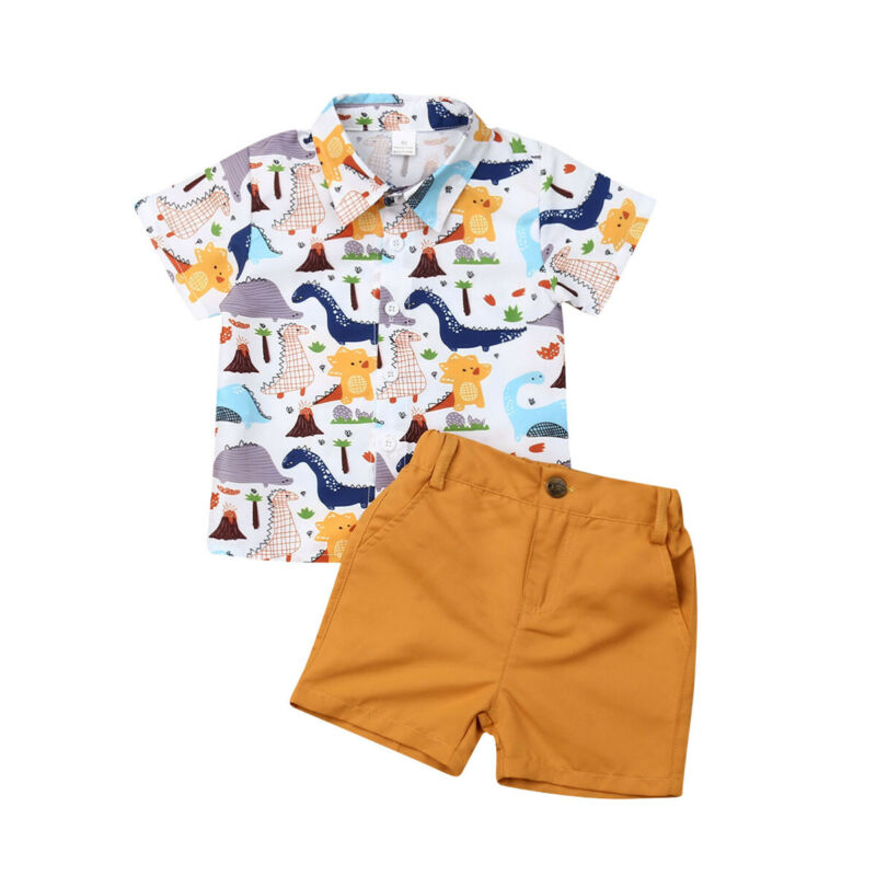 Dinosaur Collar Shirt + Shorts