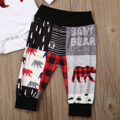 Benson Bear Print Romper + Pants