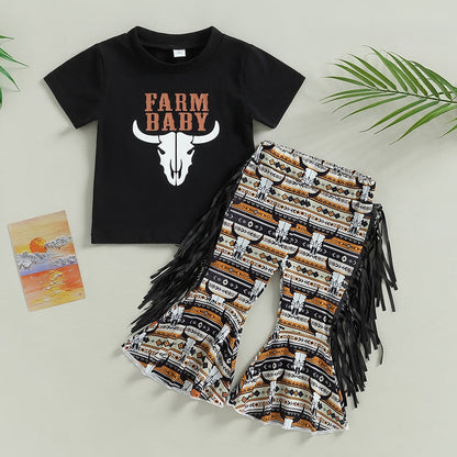 Farm Print T-shirt + Flared Pants