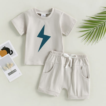 Lightning Graphic Print Shirt + Shorts