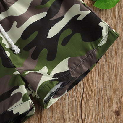Camouflage Print Swim Trunks
