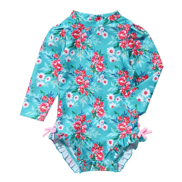 1PC Floral Print Swimsuit