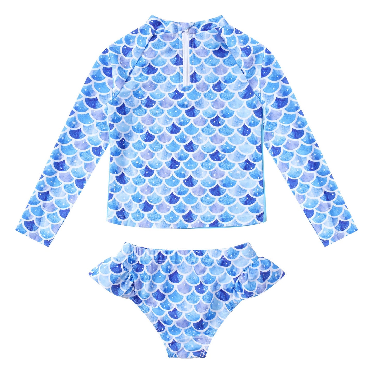 2PC Unicorn Blue Rashguard Swimsuit