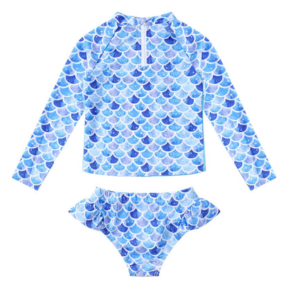 2PC Unicorn Blue Rashguard Swimsuit