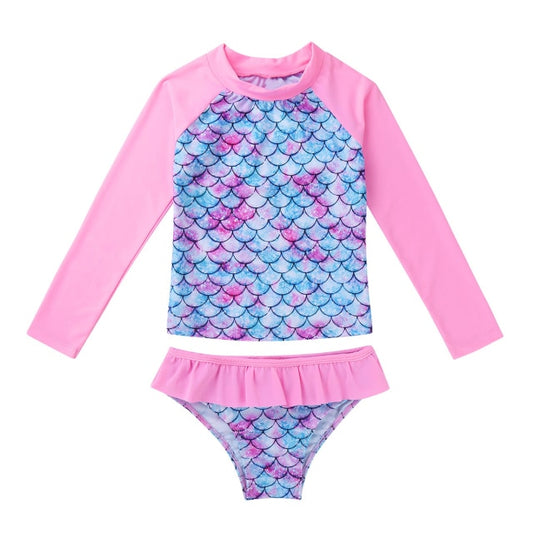 2PC Pink Ruffled Swimsuit