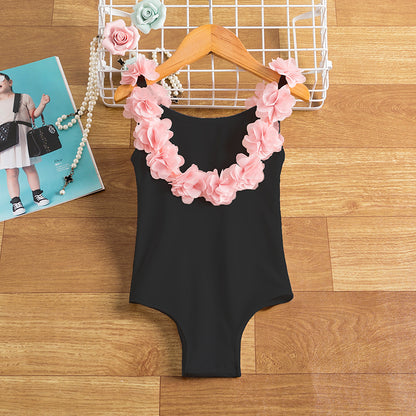 1PC Black Backless Swimsuit